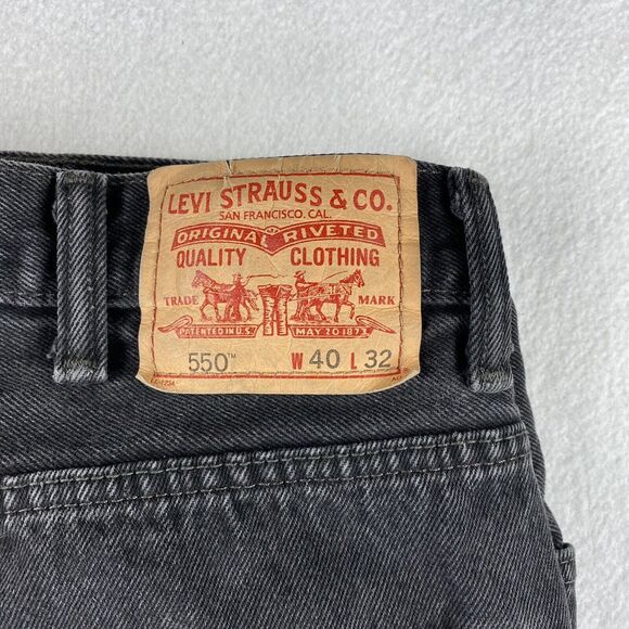 Levi's 550 Relaxed Fit Jeans Men's 40x32 Black Straight Retro Denim Vintage 2000 - Picture 11 of 16